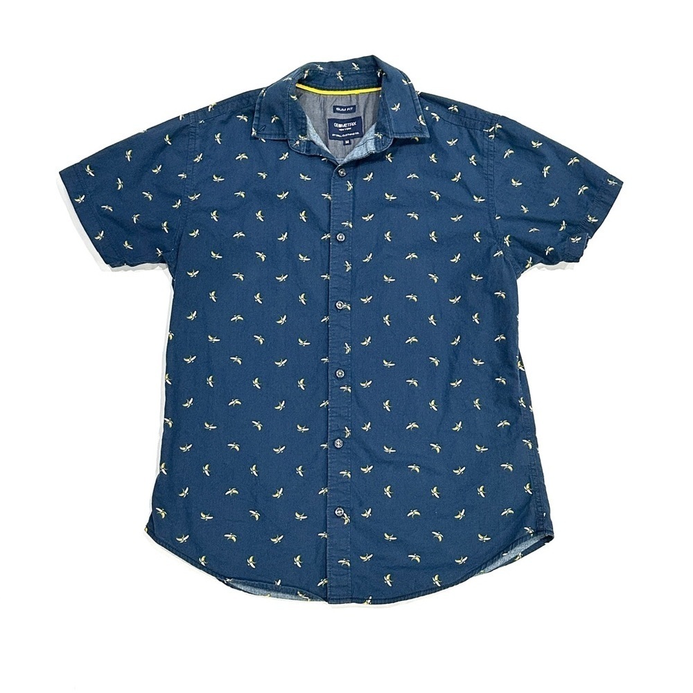 Geometrix NY by Drill Clothing Co Blue Banana Hawaiian Print Button Down Shirt